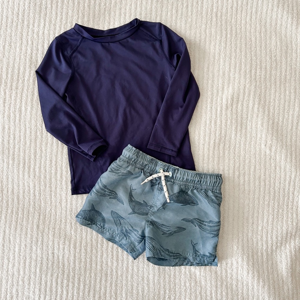 Rash guard and swim trunks set 3T